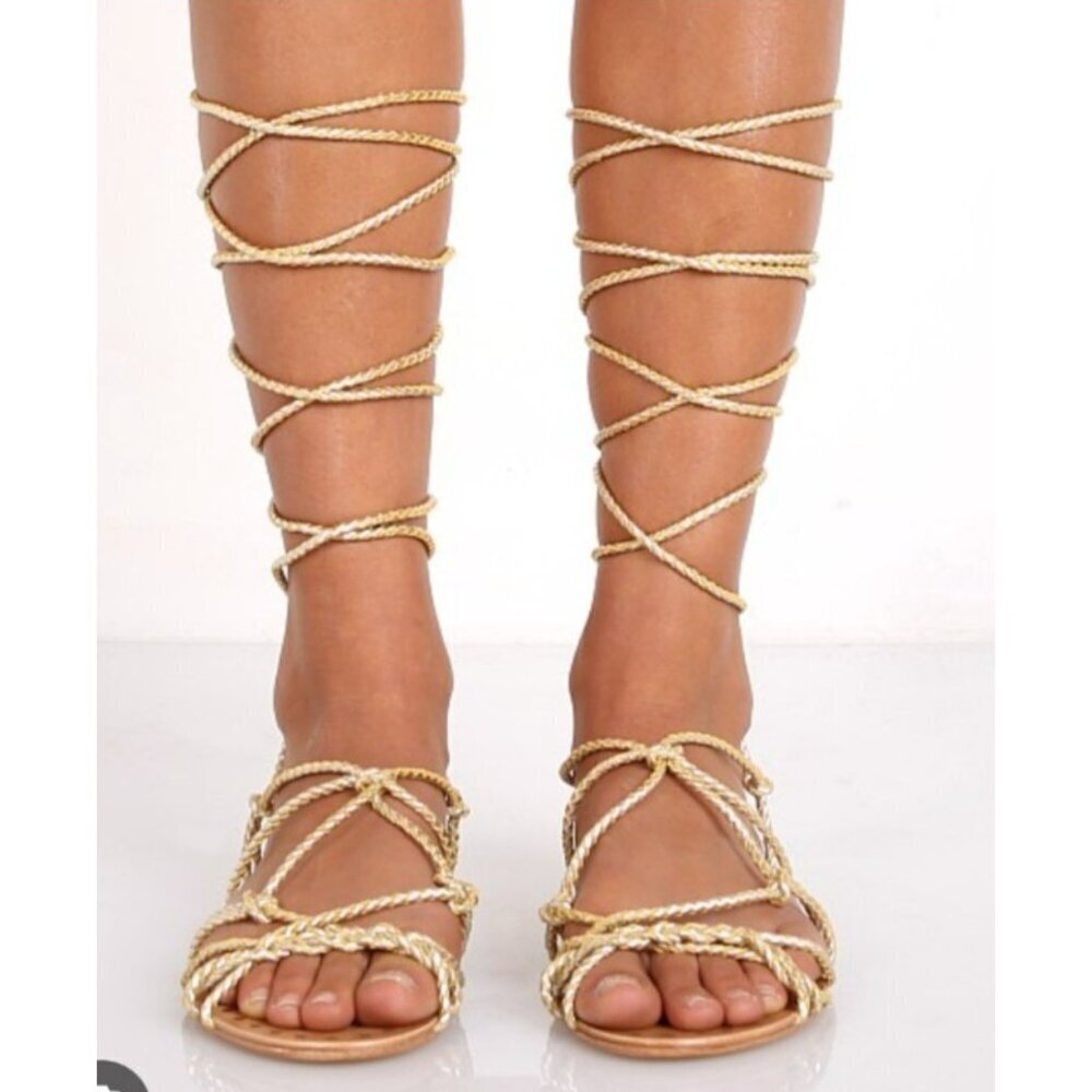 Anthropologie Schutz Kathleen Wrap Sandal Platina Size EU 40/US 9.5
